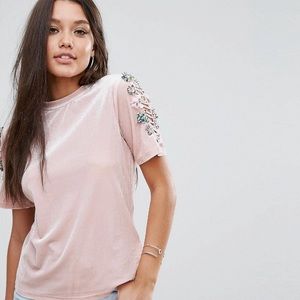 Boohoo embellished sleeve t-shirt